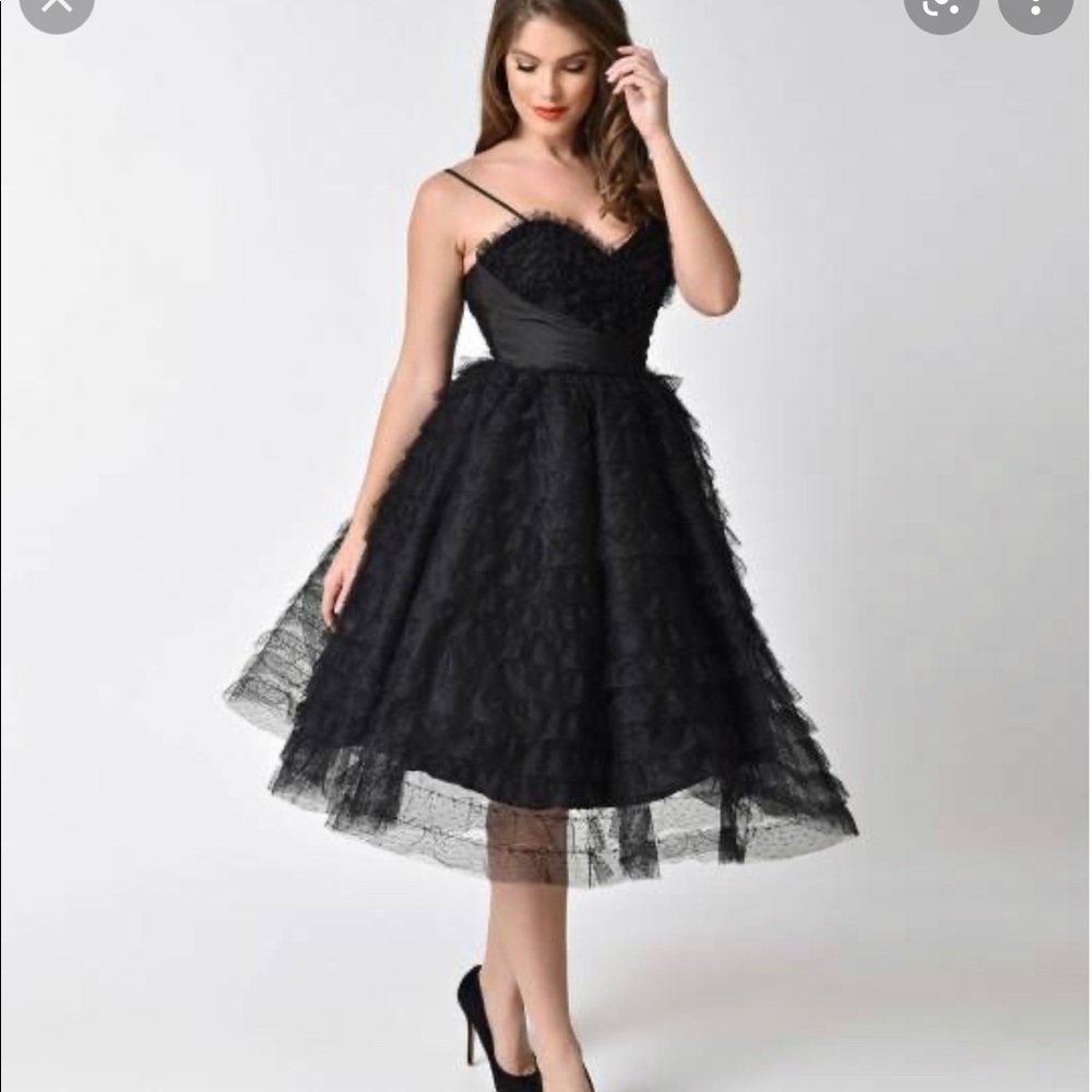 Unique Vintage Black Cupcake Dress XL